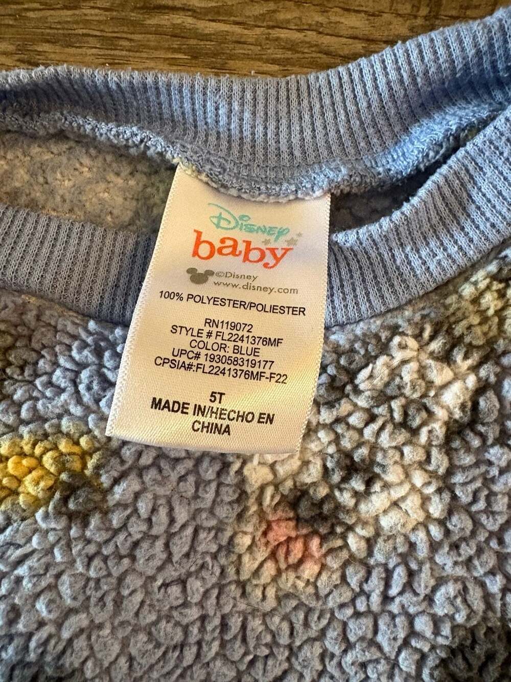 Disney Baby Mickey Mouse Sherpa Fleece Sweatshirt Blue 5T - Picture 2 of 3
